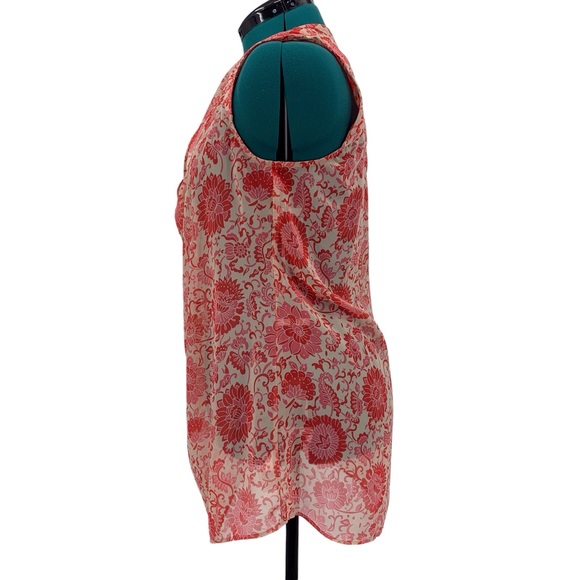 Cabi Vita Blouse #5037, Pink Paisley and Floral Sleeveless Cowl Neck Top, Medium - Picture 4 of 14